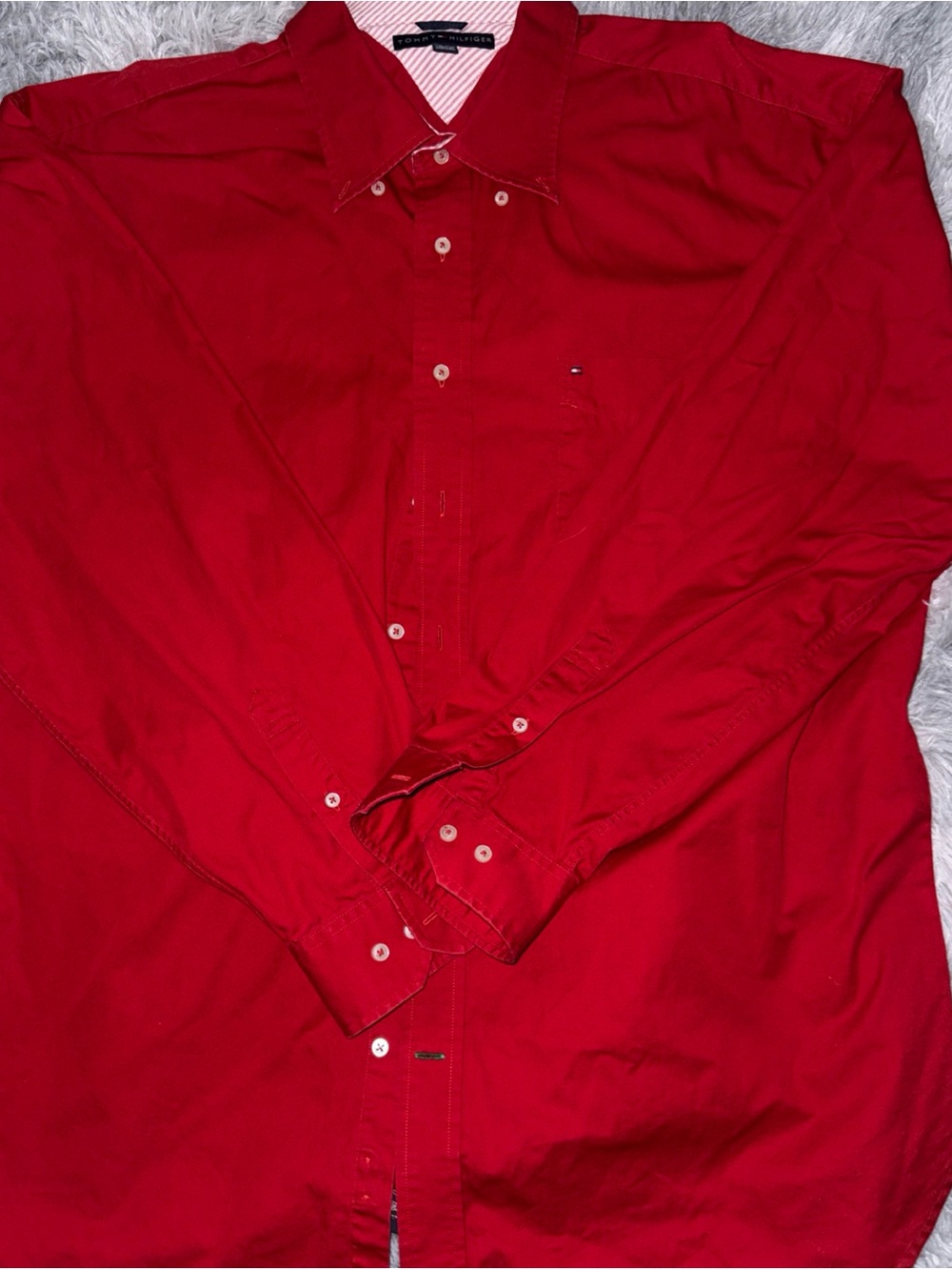 Tommy Hilfiger Men’s Bright Red Long-Sleeve Dress Shirt